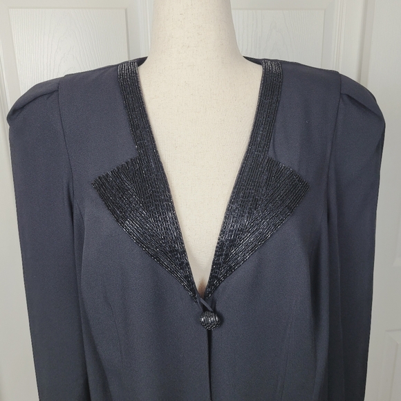 GEMINI NITES Women's Blazer. Size 16. Vintage. Black Beaded 1980s Dressy Jacket. - Picture 2 of 16
